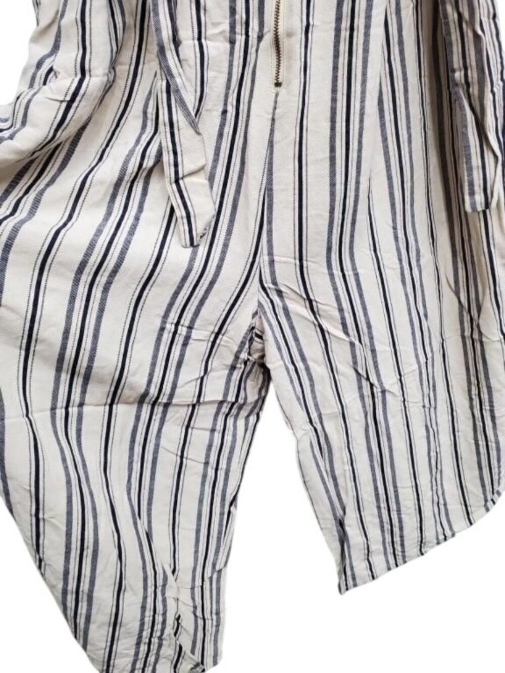 Ophelia Roe Cream & Grey Striped sleeveless v-neck capri Jumper 1X - Picture 3 of 4